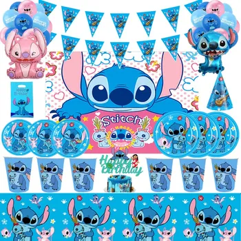 Disney Stitch Petrecere De Aniversare Fericită Fondul Decoratiuni Băiat Copil De Dus Cusatura Baloane Folie Ceașcă De Hârtie Placă Sac De Cadouri De Aprovizionare