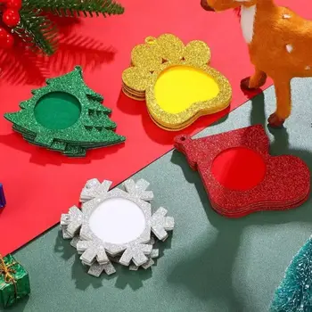 5Pcs Crăciun Fericit Rama Foto Crăciun Zăpadă Agățat Decor Cadru de Imagine Pandantiv Meserii DIY Sclipici Ornamente pentru Pomul de Crăciun