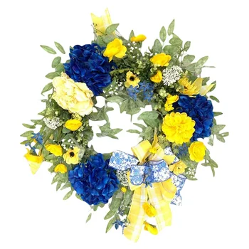 Tema Coroană de flori, Simulat de Flori de Floarea-soarelui Panglică Arc-Nod Decor Agățat Ghirlanda de Perete Home Decor, Ornament de Aprovizionare