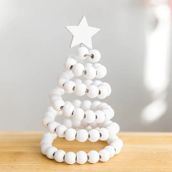 Șirag de mărgele de lemn de Sus de Masă Decor Pom de Crăciun 3D Masă Ornament Noutate Pom de Crăciun Figurine de Decor pentru Casa de Vacanță Partid Raft