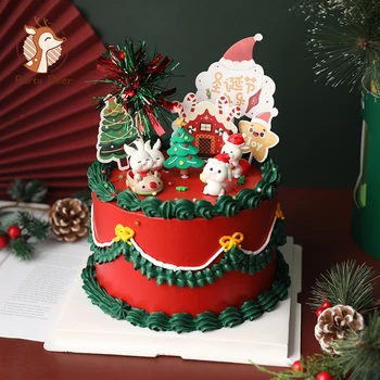 Craciun Toppers Tort de Rășină Iepure Drăguț Decor Tort de Crăciun Copac Mic Cupcake Dec Crăciun Fericit Decor Pentru Casa An nou Fericit