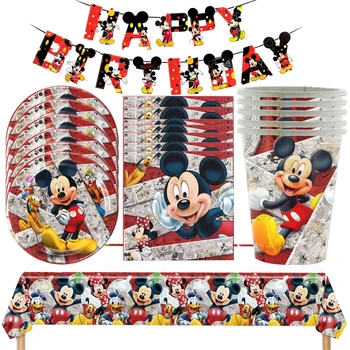 Disney Mickey Temă Petrecere de Aniversare Decoratiuni Veselă de Masă Scrisoare Banner Cana Farfurie cu Șervețel Copil de Dus Provizii 74PCS