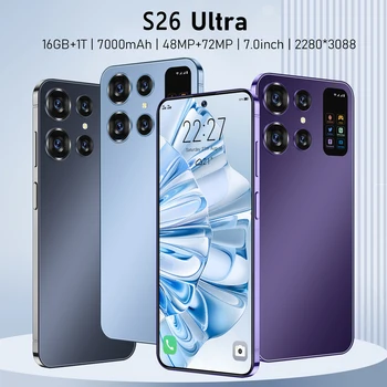 S26 Ultra 16G+1TB 7.0 inch Android telefon 48MP+72MP 7000mAh 5G Rețea telefon Dual Sim 10 de bază Deblocarea mașină de comprimat