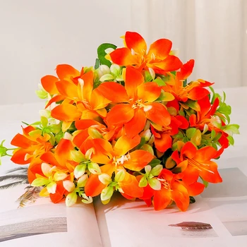 Mătase Artificială Flori de Crin Buchet 7 Capete de Crini, Flori False Plante Pentru Petrecerea de Nunta Acasă Vaza Art Decor DIY Aranjament