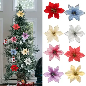 De Plastic De Anul Nou Decor Glitter, Flori De Craciun Acasa Ornamente De Crăciun Fals Flori Decoratiuni Pentru Pomul De Craciun
