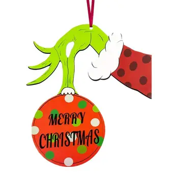 Crăciun Fericit Semn Ușă Din Lemn Semne Amuzante Cu Șnur Roșu Și Clar De Imprimare Decorațiuni De Crăciun Pentru Balustrada Balustrada
