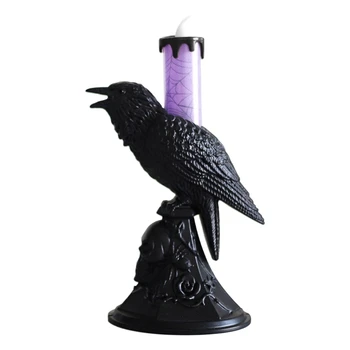 Lumanare LED Lumini Rafinat Realist Cioara Forma Raven Statuie de Lumină pentru Halloween Sfeșnic Păsări Lumini E65B