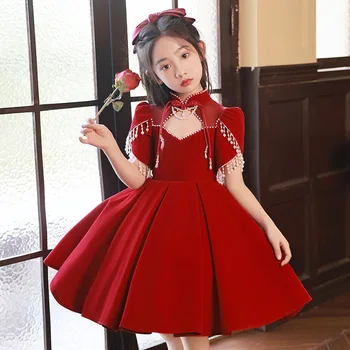 Floare roșie Fete Rochii pentru Balul de absolvire Nunti Ceremonia de Copii rochie de Seara Rochie Concurs Petrecere de Ziua de Îmbrăcăminte copil Costomue