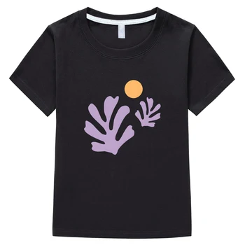 Hhenri Mmatisse Frunze si Soare tricouri Casual cu Maneci Scurte din Bumbac 100% tricou Amuzant Desene animate de Imprimare Tricou pentru Baieti/Fete de Top