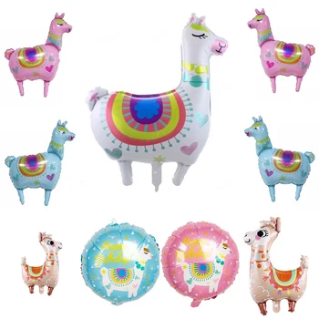 1buc 4D de Desene animate de Animale Alpaca Folie cu Heliu Baloane Drăguț Llama Gonflabile Rotund Baloane Copii, Petrecere de Aniversare pentru Copii Decoratiuni