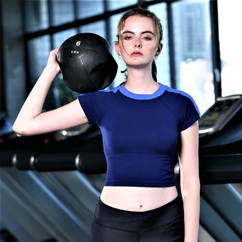4 Culori pentru Femei Yoga Tricoul pentru Fitness, Alergare Sport Tricou Sport iute Uscat Sudoare Respirabil Exerciții Maneci Scurte Topuri M L