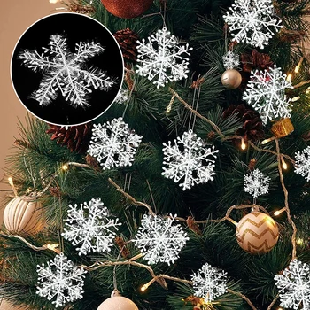 15 bucati Mari Fulgi de zăpadă de Crăciun Ornamente de Crăciun Copac Agățat Sclipici Fulgi de Zăpadă Decor DIY Anul Nou Ghirlande de Decor Acasă