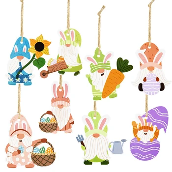 8Pcs Paste Fericit Agatat Ornament Hârtie Easter Egg Bunny Tag-uri Cadou Pandantiv Etichete de Paști Decoratiuni Partid Consumabile