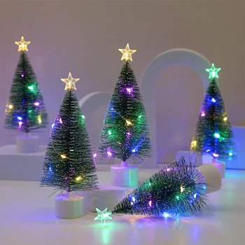 2023 Nou Luminos Mini-Brazi De Craciun Frumos Artificiale Mici Crăciun Copaci Birou Decoratiuni De Craciun Decoratiuni