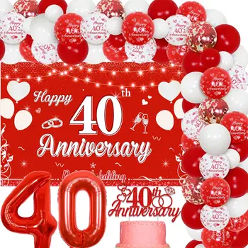 A 40-a 50-a Aniversare de Nunta Decor Baloane Ghirlanda Kit Fericit 40-a Aniversare Fondul Tort Fân de 40 de An, Consumabile Partid