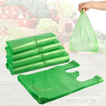 100buc Verde Pungă de Plastic de Unică folosință Vesta Geanta cu Maner de Cumpărături Supermarket Efectueze Saci de Bucătărie Curat Ambalaje Alimentare