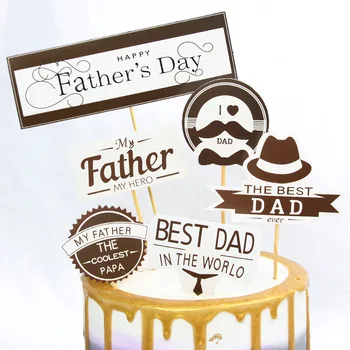 Noi la mulți ani Tata Hârtie Toppers Tort de Culoare Barba Cravată, Pălărie de Bere de Copt Toppers Tort pentru Ziua Tatălui Petrecere Decorare Cupcake