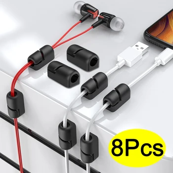 1-8Pcs Suportul de Cablu Clipuri Management Cablul de Organizator Silicon Adeziv Desktop Cablu USB de Încărcare Cablu de Alimentare Căști Titularii