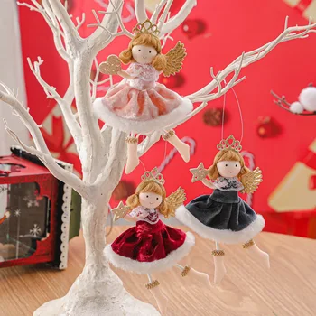 Coroana Înger Fată Păpușă pandantiv decorare Pom de Crăciun pandantiv mic Acasă decorare vacanță pandantiv cadou de Anul Nou