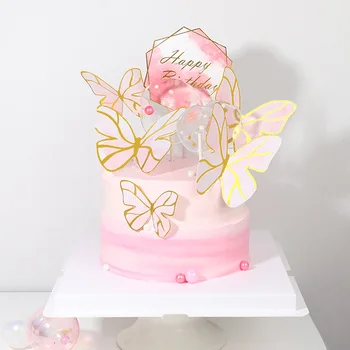 2021 Fluture Frumos Happy Birthday Cake Topper Aur Cupcake Ziua Fân Consumabile pentru Copil Ziua de nastere Partid Tort de Decorare