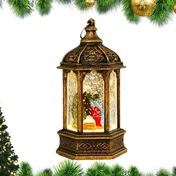 Crăciun Felinare Decorative De Crăciun Lampa De Birou Aprinsă Apă Felinar Vintage Mos Craciun Felinar Hexagonale Lampa Cu Lumini De Vânt