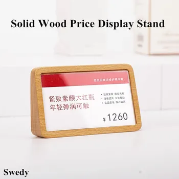 102x64mm Lemn Mini-Acrilic Suport Semn Display Stand Foto Rama de Tablou Tabel Mic Pret Eticheta de Hârtie Carte de Tag-uri
