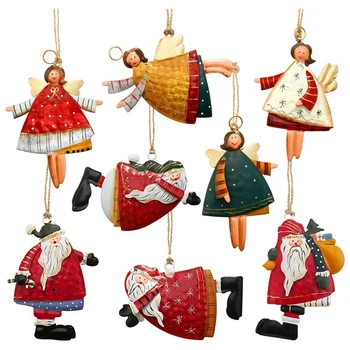 8 Bucăți De Metal Ornamente Pentru Pomul De Craciun Set Tin Moș Crăciun Înger Decoratiuni Mos Craciun Înger Ornamente Pentru Crăciun Favoruri