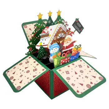 Santa Pop-Up Carte De Vacanță Cadou De Crăciun Card Cu Plic Și Nota Tag Vibrante Handmade Pop-Up Moș Crăciun Card Cadou