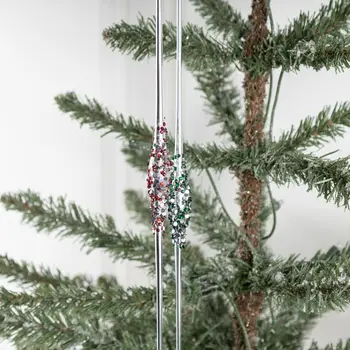 Sticlă De Sârmă De Argint Baghetă De Sticlă Farmec Agățat De Crăciun Cadouri De Crăciun Decorare Copac Simulat Ace De Pin Pandantiv De Crăciun