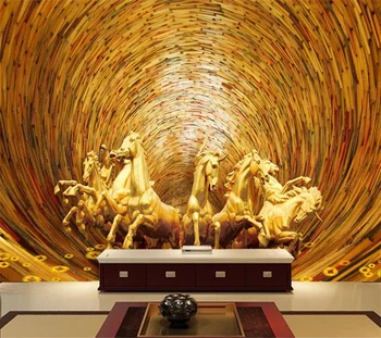 beibehang Foto Personalizat Tapet 3d Fresca de Aur Opt Cai Foame Relief imagine în Imagine TV 3D tapet de Fundal de pictură murală