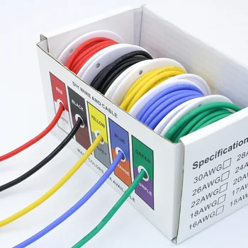 5 Culori într-o Cutie 50M Silicon Flexibil Sârmă și Cablu Amestecat Fir Cositorit DIY Cupru Pur Linie