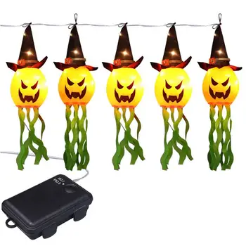 Decoratiuni de Halloween Dovleac Șir de Lumini de Vrăjitoare 3D Impermeabil Dovleac Fantoma Felinar de Vacanță Lumini Interior Exterior Decor Petrecere