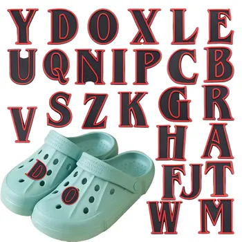 1-26PCS Negru Roșu engleză Alfabet Scrisoare PVC Catarama Astupa Gaura Pantofi de Decorare pentru Bratari Accesorii Pentru Saboti de Pini 