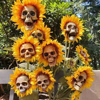 Halloween Nou Decor Simulare De Floarea-Soarelui Cap De Craniu Decor Ghost Festival Horror Simulare Cap De Craniu Decor