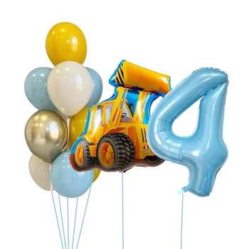 13pcs/set Construcția Vehiculului Tractor Balon 32inch Albastru Numărul de Balon pentru Băiat de Construcție Fericit Ziua de naștere Partidul Decor