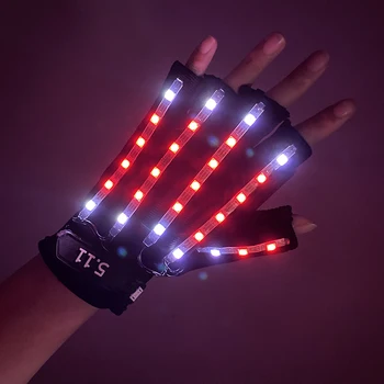 Noi Schimbătoare Design plin de culoare de Performanță Decor Reîncărcabilă LED Mănuși Cu Lumina de Neon Intermitent Pentru Rave Performanta Mănuși