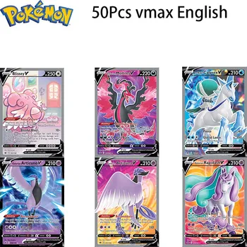 50Pcs/ Cutie Pokemon Vmax engleză Colecție de Carduri Duplicate Copilului Tabla de Joc de Luptă Jucărie Booster Box