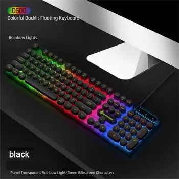 Mecanice Tastatură Iluminată Receptiv Prin Cablu D500 104 Taste Abs Pentru Jocuri Electronice Tastatură Glow Keyboard Colorate Moda