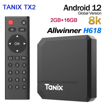 Tanix TX2 Android 12 Smart TV Box Allwinner H618 2.4 G Wifi 8K HD 2GB 16GB Set Top Box Media Player PK TX3 TX6