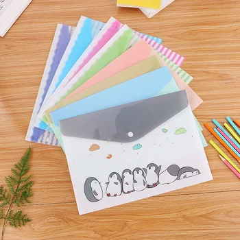 12 Buc Student Drăguț Pinguin De Animale Simplă Hârtie A4 Fișier Creion De Date Sac De Depozitare/Papetarie /Copii Cadou Premiu