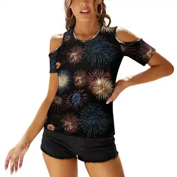 Foc de artificii Magice de Îmbrăcăminte pentru Femei V-Gât Topuri cu Fermoar Tee Doamnelor Casual Sexy T-Shirt focuri de Artificii Rece Designer Bluza Zeci de Moda