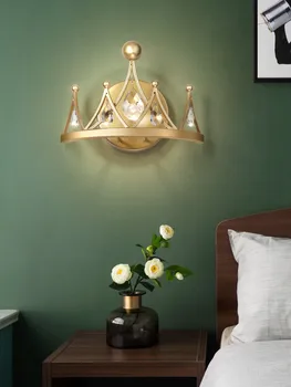 Stil Nordic Lampă de Perete Dormitor Camera Copiilor Noptiera Internet Celebritate Post-Modern, de Lux Lumina de Cristal Coroanei Camera de zi