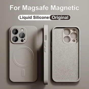Lichid Original Silicon Pentru Magsafe Caz Pentru iPhone 15 14 Plus 13 12 11 Pro Max Cazuri de Telefon fără Fir de Încărcare Magnetic Moale Capacul