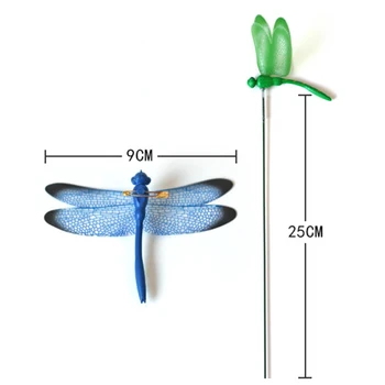 10buc Libelule Introduce Tija de Grădină, Curte Gazon Ornament de Simulare 3D Fluture Băț Subțire Artificiale Libelula Stem Decor Acasă