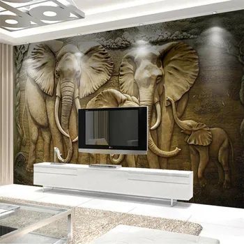 Tapet personalizat 3d pictura murala mare de trei-dimensional de aur în relief elefant fundal pictura pe perete papel de parede tapet 3d