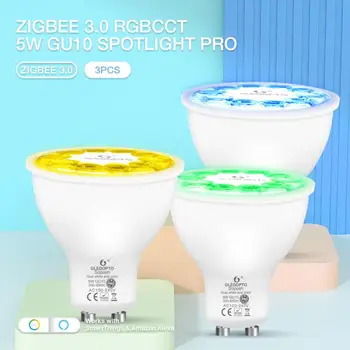 ZigBee 3.0 Inteligent GU10 lumina Reflectoarelor Pro 5W RGB CCT Lampa LED Estompat Magic Suport Bec Alexa Google App/Voce/RF Prin Zigbee Gateway