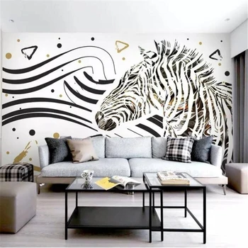 Tapet personalizat 3d picturi murale foto alb-negru linie de zebra simplu moda moderne de fundal se răcească perete papier peint tapet 3d