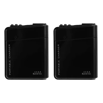 2X Negru 4X AA Baterie Portabil de Alimentare de Urgență Incarcator USB Pentru Telefon Mobil