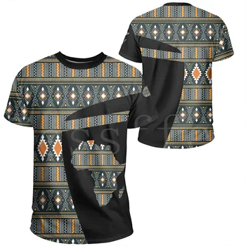Tessffel Județul Tradiționale Africa Nativ Model Kente 3DPrint Bărbați/Femei Casual de Vara Tricou Mâneci Scurte T-Shirt Streetwear A1