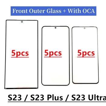 5pcs Pentru Samsung Galaxy S23 Plus Ultra Serie S23+ Exterior Față de Sticlă Cu Adeziv OCA Ecran LCD de Reparare Piese de schimb